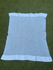 Boots Blue Vintage Pram Blanket Cellular Acrylic Made Witney England 80x85cm