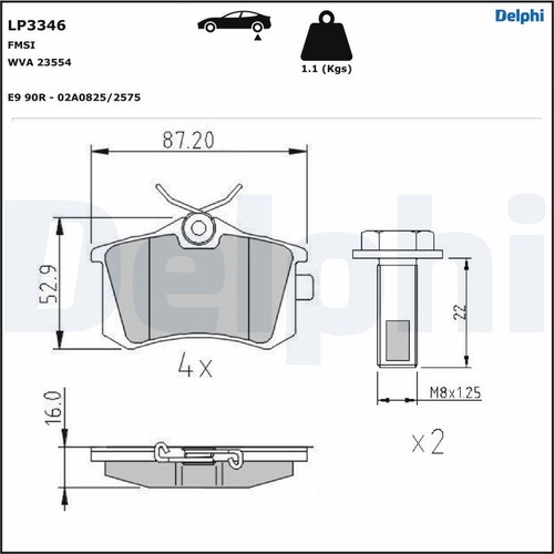 Delphi lp3346 brake pad set - delphi,