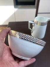 TAYLOR & KENT 30S ART DECO SUGAR BOWL & CREAMER MILK JUG GOLD ORANGE TRIM DETAIL