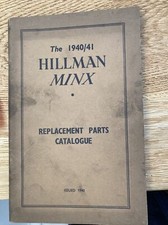 HILLMAN MINX Replacement Illustrated Parts Catalogue 1940/41