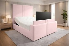 Pink Plain Upholstered TV Bed