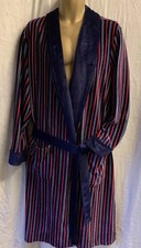 Vintage St Michael M&S Large Velvet Striped Mens Dressing Gown Robe Loungewear