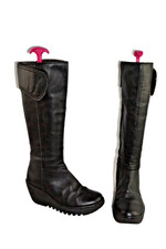 FLY London black leather knee