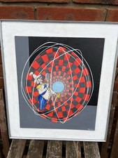 Ron Wood Surrealist Oil Painting of A Circus Clown Signed and Framed