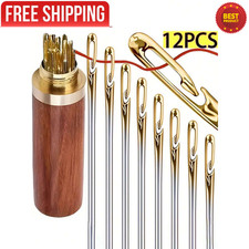 12pc Self Threading Sewing Needles Easy Thread Mixed Sizes Multi Pack Embroidery