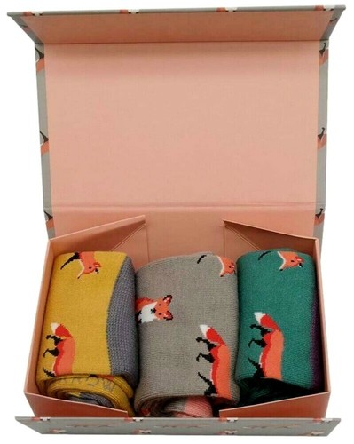 Fox socks gift - socks, box