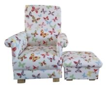 Children's Armchair & Footstool Girls Prestigious Butterflies Fabric Pink Lilac