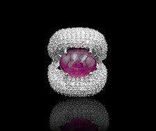 Cabochon ruby diamond ring - cabochon,