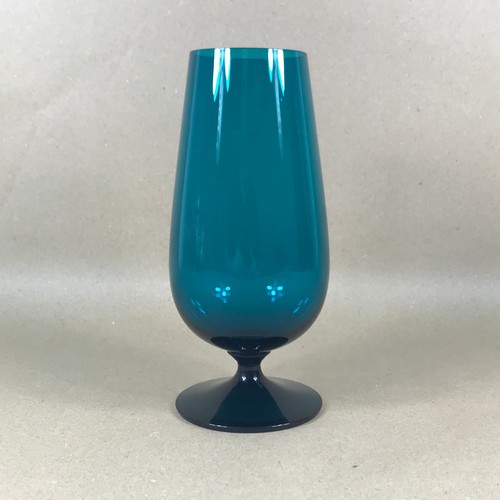 Vintage teal blue footed - teal, glass