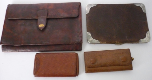 Antique four leather items - antique,