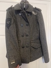 Superdry grey pea coat - grey, coat/jacket