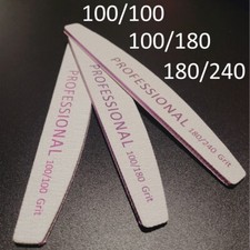 Nail Files 100/180/240 Grit Half Moon Emery Board Buffer File Diamond Curve Set