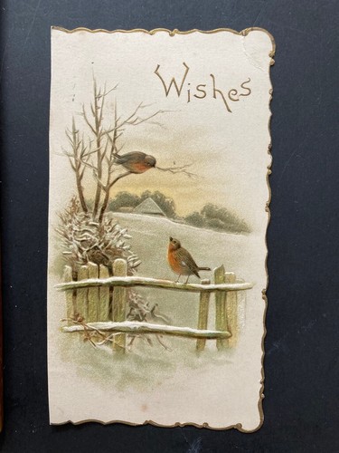 Victorian greeting card - , robin