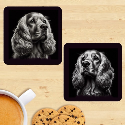 Cocker spaniel dog coasters - dog,
