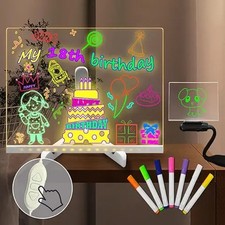 NEW LED Board+7 Color Pen Magic Note Board Glowing Acrylic Message Marker Board