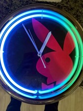 Retro vintage Playboy neon light up wall clock Working Preloved 