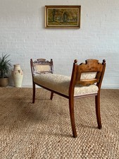Antique Walnut Window Seat / Bedroom Bench – Carved Detail
