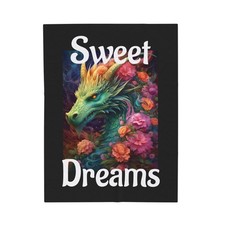 Sweet Dreams Dragon Plush Velveteen Blanket Fantasy Cozy Soft Throw Bedding