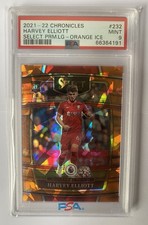 2021/22 Panini Prizm Premier League Harvey Elliot Orange Ice Rookie- 12/23 PSA 9