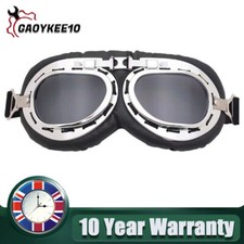 Vintage Style Aviator Pilot Motor Motorcycle Goggles Helmet Glasses Anti-UV UK