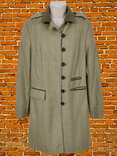 CALDENE TWEED COAT WOOL DRESS HUNTING OUTDOORS UK 12 GREEN MIX LONG WOMENS
