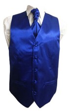 Men's Satin Waistcoat Vest + Matching Cravat 2 Pcs Set For Suit Wedding