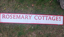 Large ROSEMARY COTTAGE/S. Vintage Cast Metal Street/House Sign 5ft x 9inches
