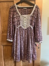 M&S Women's Indigo Tunic Dress Size UK 16  Boho Vintage Print Slip Dress new