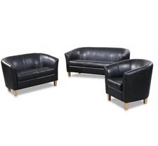 BLACK FAUX LEATHER SOFA