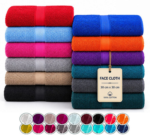 12x face cloths 100 - face, egyptian