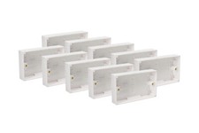 10 x Surface Mounted Back Box 25mm Wall Pattress Double 2 Gang Electrical Socket