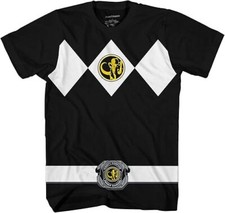 Power Rangers Mighty Morphin Yellow Pink Black Ranger Halloween Costume T-Shirt