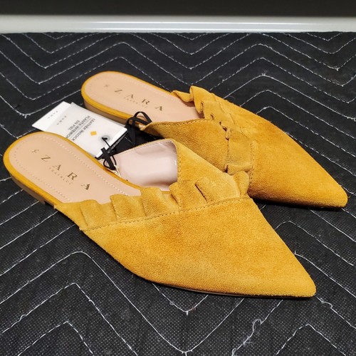 Zara suede mules chic flats - suede,