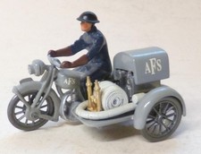 AUTOCRAFT DGM WHITE METAL AUXILLARY FIRE SERVICE WW2 MOTORCYCLE & SIDECAR - 54mm