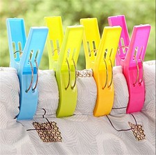 4 Pcs JUMBO Beach Towel Pegs Large Bright Colour Travel Holiday Sunbed Clips UK