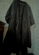 COS Women's Black Tiered Wrap Dress Size 44 Oversized Cotton - preowned