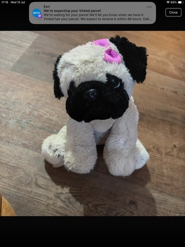 Pug dog soft toy card - card, factory
