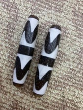 2 Pcs Rare Wonderful Tibetan Natural Old Agate Dzi *Tiger Teeth* Beads