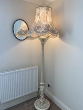 Large Vintage Painted Wooden Turned Standard Lamp pat tested