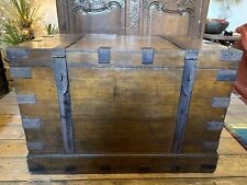 Antique 19th. Century Metal Bound Oak Silver Chest, locks Chubb’s London superb