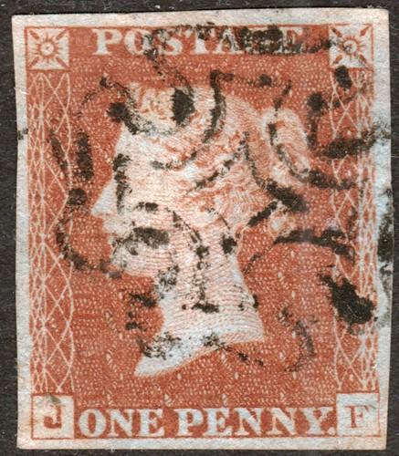 1841 sg8 red brown plate - b1, 1d