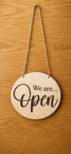 Open closed shop sign - open, wooden