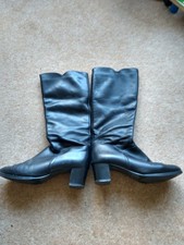  Vintage Retro 70s/80s Juhani Palmroth Black Leather Knee High Boots Size UK 5