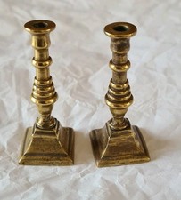 Pair Of Very Good Vintage Solid Brass Miniature Candlesticks 60mm