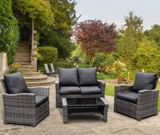 Rattan garden furniture set - furniture,