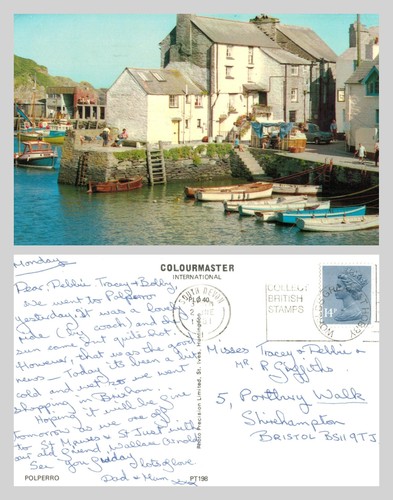 Vintage postcard polperro - vintage,