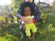 18" Large Adaliya Big Baby Female Doll Afro Black African Anatomically Correct