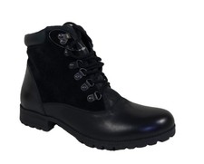 Hotter Frost Black Leather and Suede Lace Up Ankle Boots UK 6 EU 39 US 8 - BNWD