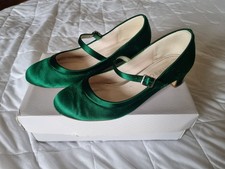 Jade Green Satin Girl's Shoes