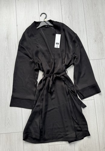 New black satin kimono robe - new,